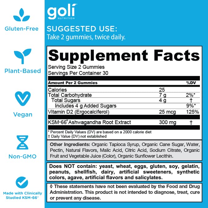 Gummies Ashwagandha & Vitamine D Essentiels Bio | KSM-66®, Vegan, Zéro Gélatine & Sans Gluten (Baies Mélangées)