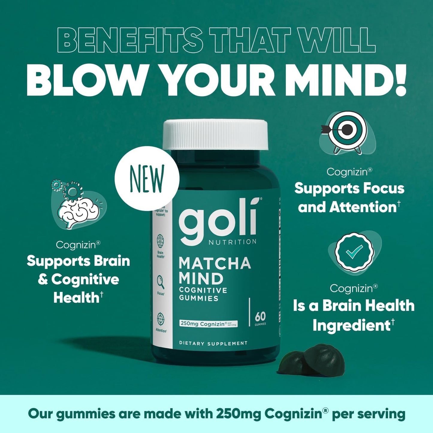 Gummies Focus Essentiels Bio | Matcha, Cognizin® & Thé Vert | Vegan, Zéro Gélatine & Sans Gluten