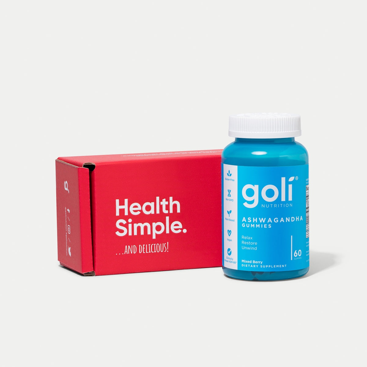 Gummies Ashwagandha & Vitamine D Essentiels Bio | KSM-66®, Vegan, Zéro Gélatine & Sans Gluten (Baies Mélangées)